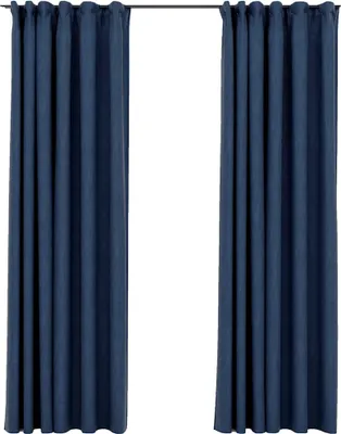 Produktbild von vidaXL Verdunkelungsvorhänge Haken Leinenoptik 2 Stk. Blau 140x225cm