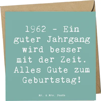 Produktbild von Mr. & Mrs. Panda Grußkarte Spruch 1962 Geburtstag - Meeresbrise - Geschenk, Geburtstagsgeschenk, Geschenkidee, Klappkarte, Geburtsjahr, guter Jahrgang, doppelkarte, Alter