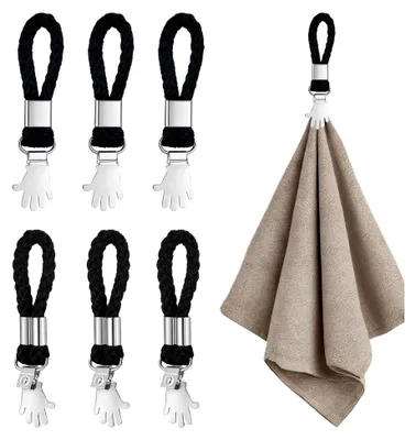 Produktbild von 6 Stück Handtuchclips zum Aufhängen ohne Nähen (Schwarz)