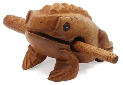 Produktbild von Holzfrosch Güiro Schlaginstrument Percussion - Knarrender Klang - Naturholz - 12,7 x 7,8 cm - Groß