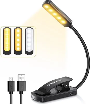 Productafbeelding van Mini LED-lichtstaven met 10 LED's, 3 kleuren, , USB-oplaadbaar, miniatuurformaat, ultralicht, draagbaar, clipontwerp, leeslampen, dimbare helderheid