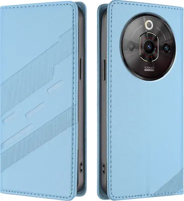 Produktbild von Hülle für ZTE Nubia Focus Pro 5G, Kunstleder Brieftaschen Handyhülle mit Kartenfach und Standfunktion Hellblau