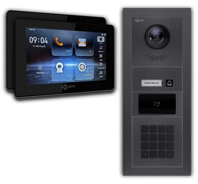 Produktbild von IP 2-Draht BUS Türsprechanlage EFH | Anthrazit : 2 Monitore : 7 Zoll Schwarz : Aufputz Dose Monitor Anzahl: 2 Monitore Monitor Farbe: 7 Zoll Schwarz Montage: Aufputz Dose