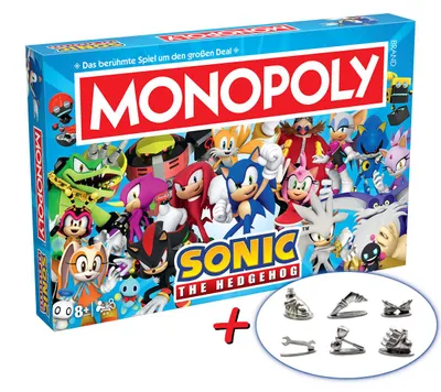 Produktbild von Monopoly - Sonic + 6 EXTRA Spielfiguren Gesellschaftsspiel Brettspiel Spiel