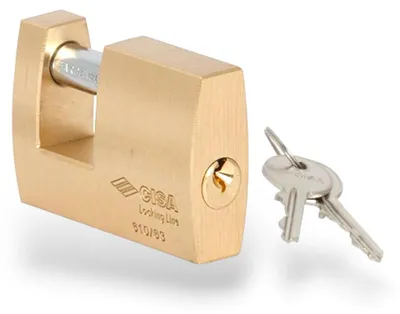 Image de Cadenas monobloc en laiton brossé avec anse en acier CISA LOCKINGLINE 21610 - 50 mm