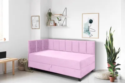 Produktbild von Jugendbett Einzelbett Eryk Boxspringbett mit Matratze Kinderbett Bettkasten 80 x 200 cm Links Paris 148 – rosa