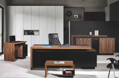 Produktbild von Büromöbel Komplettbüro Schreibtisch Büro Bürotisch 4tlg Holz Schwarz