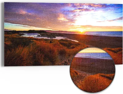 Produktbild von DEQORI Hybrid Leinwand Bild 60x30 cm 'Küstenabschied' Wandbild Glas flach modern