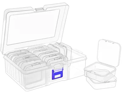 Obrázok produktu pre Priehľadné organizérske boxy s vekom, 15 kusov