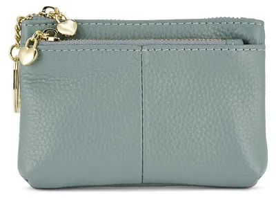 Image de Omgoods - Mini portefeuille en cuir véritable avec porte-clés et trois compartiments zippés
