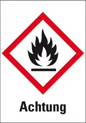 Produktbild von Dreifke® Aufkleber I Gefahrensymbol Flamme GHS 02, Achtung, Folie, selbstkleb...