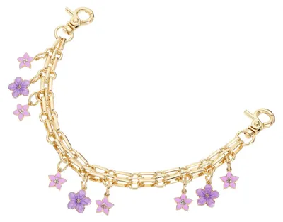 Taschenkette 26 cm mit Blumenanhänger, lila, für Handtaschen