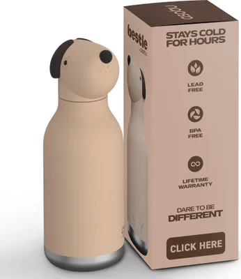 Obrázok produktu pre Asobu® Detská fľaša na pitie BESTIE so slamkou 460ml - BROWN DOG