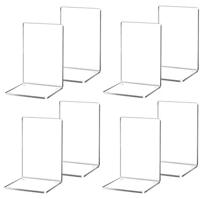 Image de Supports de livres robustes - 8 supports de livres transparents - Acrylique - 12 x 12 x 18,5 cm - Grande stabilité - Organisation de bureau - Lot de supports de livres