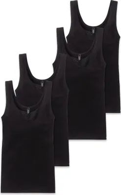 Produktbild von SCHIESSER Damen Unterhemden, 4er Pack - "Baumwolle Essentials", Trägertop, Baumwolle Schwarz XL