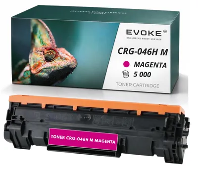 Produktbild von Evoke Toner-Kompatibilkartusche für den Canon-Drucker CRG-046HM 1252C002 CRG046H, Magenta, 5.000 Seiten, kompatibel mit MF732CDW, MF734CDW, MF735 und MF731CDW, KI-generiertes Bild