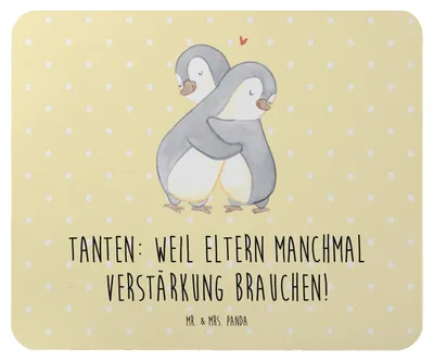 Produktbild von Mr. & Mrs. Panda Mauspad Liebe Tanten - Gelb Pastell - Geschenk, computer mousepad, Unterstützung, mausteppich, Nichte, persönliche Erinnerungen, Dankeschön, Eltern, Spaß