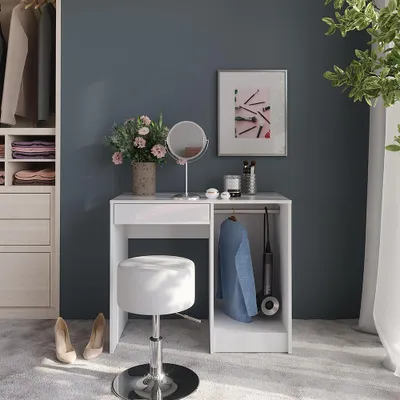 Image de Coiffeuse Vicco Sherry blanc/blanc brillant 89.8cm avec tabouret, Model 57688