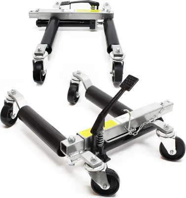 Produktbild von Wiltec PKW Rangierhilfe 2x Wagenheber hydraulisch, 2 Stück Rangierwagenheber je 680 kg Tragkraft, Autoheber bis 30 cm Reifenbreite