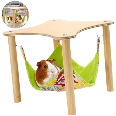 Produktbild von Hängematte für Meerschweinchen,mit natürlichem Holzgestell,Hängemattenbett für Meerschweinchen, Chinchillas, Hamster, Kaninchen und Frettchen zum Verstecken und Schlafen