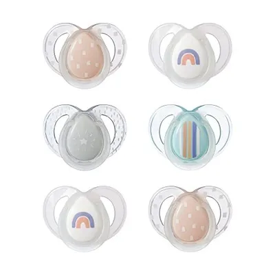 Produktbild von Tommee Tippee Night Schnuller Symmetrische Kiefergerechte Form Silikon Dunkelgriff 18-36M 6er-Set