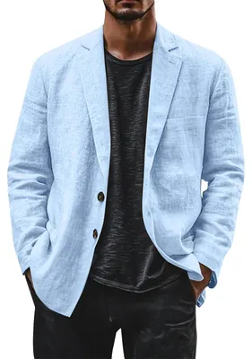 Produktbild von Leinenjacke Sommer - Leichter Blazer - Bequemer Sakko - Natürliche Leinenqualität - Atmungsaktiv - Feuchtigkeitsregulierung