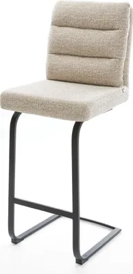 Produktbild von DELIFE Barstuhl Pela-Flex Webstoff Soft Beige Freischwinger Flach Metall Schwarz