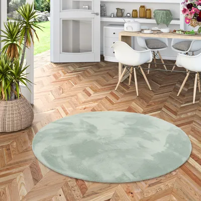 Produktbild von Luxus Super Soft Fellteppich Pearl Grün Rund, Größe:160 cm Rund