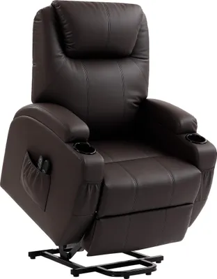 Immagine prodotto di Poltrona alzapersona, poltrona relax con funzione di assistenza alla alzata, con telecomando, portabicchieri, schienale regolabile, marrone