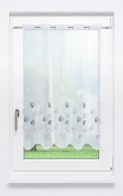 Produktbild von Scheibengardine Lysel - Designblätter  (Bx H) 96cm * 90cm Grau/Grau