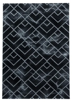 Produktbild von Kurzflor Teppich Wohnzimmer Silber 140x200 Rechteck Marmor-Design