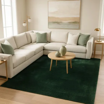 Produktbild von Luxus Super Soft Fellteppich Pearl Dunkelgrün, Größe:140x200 cm