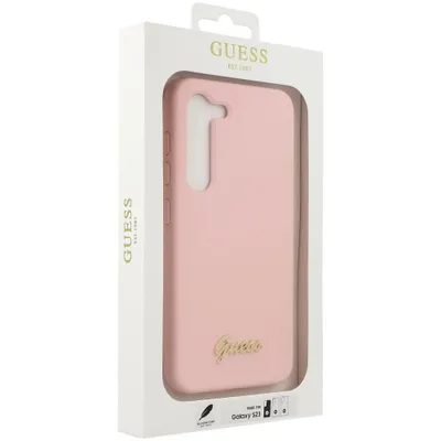 Produktbild von Guess Silikon Skript Metall Logo - Samsung Galaxy S23 Fall (rosa)