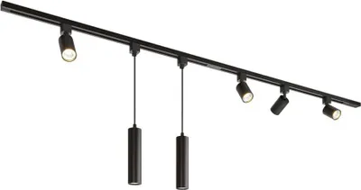 Image de HOFTRONIC - Kit système de rails droit 2 x 1 m 6 spots 2700K GU10 IP20 Noir