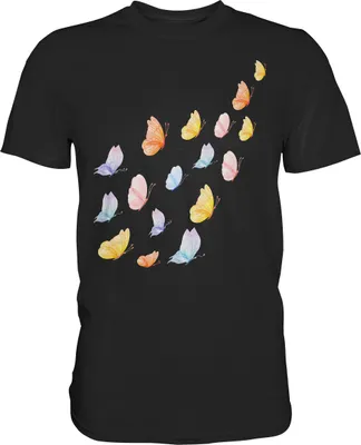 Produktbild von Frauen Pastel Schmetterlinge T-Shirt – Black / S