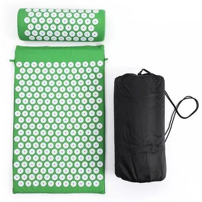 Productafbeelding van Acupressuurmatset - Spijkermat met spijkenkussen - Acupunctuurkussen - Inclusief draagtas - Voor het verlichten van rugpijn, hoofdpijn en nekpijn
