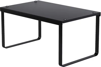 Obrázek produktu pro Stohovatelný kovový úložný regál, úsporný design, do kuchyní, na pracovní desky, k umyvadlům v koupelnách a do kanceláří, černý.