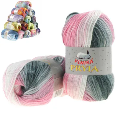 100g Farbverlaufsgarn PRYIA Strickwolle grau weiß rosa