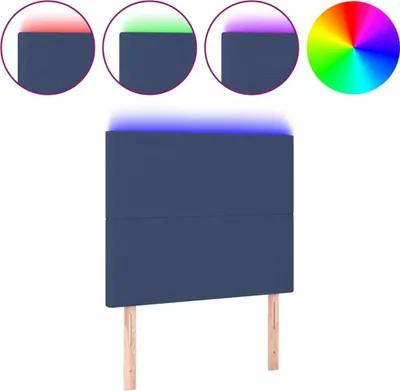 Produktbild von vidaXL LED Kopfteil Blau 90x5x118/128 cm Stoff