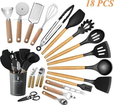 Produktbild von Kochutensilien Set 18-tlg, Silikon Küchenwerkzeuge, Küchenhelfer Set Spatel, Löffel