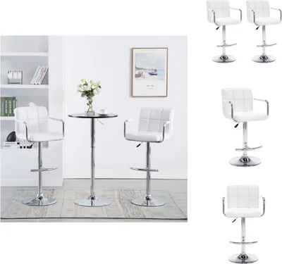 Image de vidaXL Tabouret de bar 2 pcs. Blanc Similicuir - Tabouret de bar