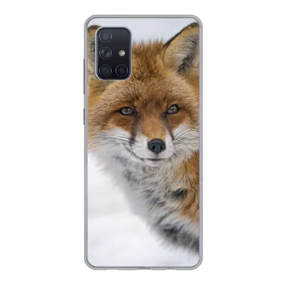 Produktbild von MuchoWow® Handyhülle Schutzhülle Hülle für Samsung Galaxy A51 Fuchs - Porträt - Schnee Silikon Softcase Handy Hülle - Schutzabdeckung