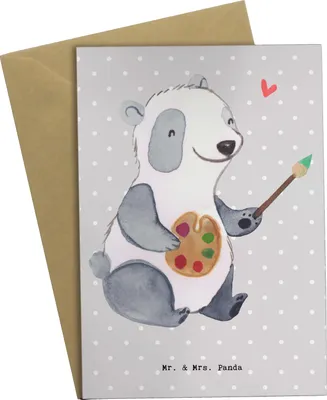 Produktbild von Mr. & Mrs. Panda Grußkarte Restaurator Herz - Grau Pastell - Geschenk, weihnachtskarten, glückwunschkarten, einladungskarten, osterkarte, Grußkarten