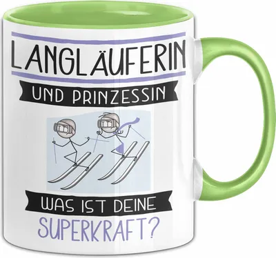 Produktbild von Langläuferin Und Prinzessin Tasse Geschenk Für Eine Langläuferin Geburtstag Was Ist Deine Superkraft (Grün)
