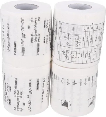 Productafbeelding van Toiletpapier Formules - Papierrollen Grappig - Kamer Decoratie - Bedrukt Patroon - 4 Rollen - Wit