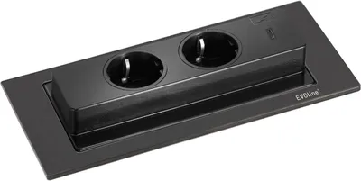 Zdjęcie produktu dla EVOline BackFlip - Zestaw 2 sztuk - Gniazdka z uziemieniem - 1 sztuka - Ładowarka USB-C - Czarny mat
