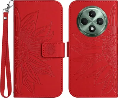 Produktbild von OPPO Reno12 F 5G Hülle - Coverup Sonnenblume Klapphülle mit Schlüsselband - Rot