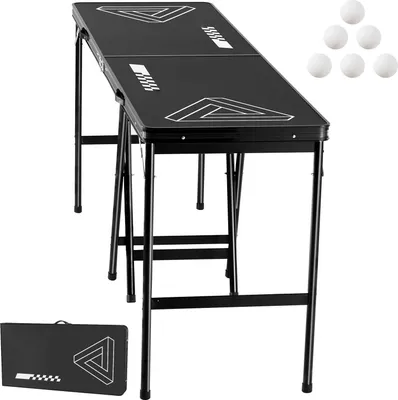 Image de SucceBuy Table de beer pong avec poignées pour les fêtes, portable, pliable, 2,4 m