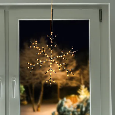 Produktbild von esotec Solar LED Hängeleuchte Schneeflocke Eiskristall 40 cm Garten außen 103407