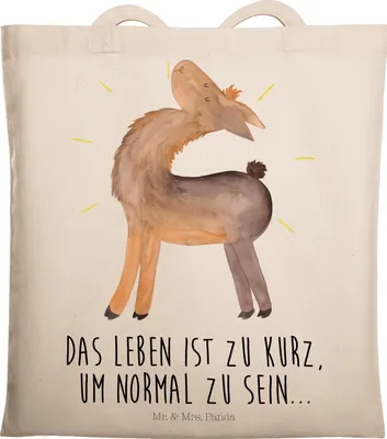 Produktbild von Mr. & Mrs. Panda Schultasche Lama Stolz - Transparent - Geschenk, Beutel, Laptoptasche, Beste Freundin, Stoffbeutel, Freundinnen, Lamas, Family, Tasche, Tote Bag, totebag